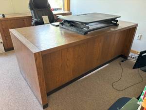 lot 71 image: Classic 6.5ft Executive Desk  Sleek, Sturdy & Spacious Wide 6.5x3 ft surface with clean lines and solid wood construction. Offers ample workspace and timeless stylegreat for executive setups or professional upgrades.