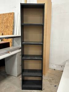 lot 74 image: Modern 5-Cube Black Shelf  6ft Tall, Stylish & Functional Tall and clean with five spacious cube compartments for storage or display. Sleek black finish adds a modern touch.