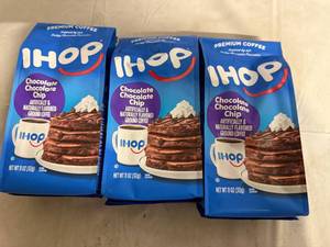 lot 123 image: 3 Bogs of IHOP Chocolate Chocolate Chip Pancake Mix