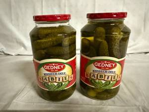 lot 130 image: 2 Jars of Gedney Baby Dill Pickles