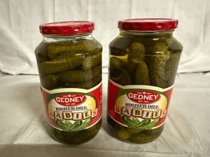 lot 132 image: 2 Jars of Gedney Baby Dill Pickles