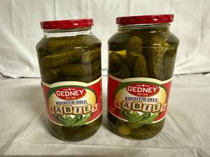lot 135 image: 2 Jars of Gedney Baby Dill Pickles