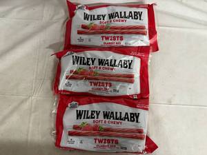lot 159 image: 3 Bags of Willey Wallaby Twists