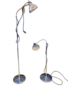 lot 17 image: Lot of 2 Brewer Company Chrome Series Gooseneck Examination Lights - Dependable, Long-Lasting Procedure Lighting - Great Condition