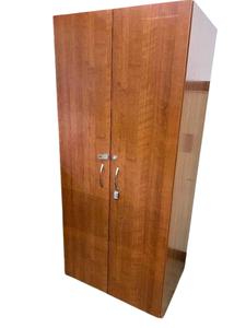lot 20 image: High Quality Heavy Duty Cherry Laminate Finish Executive Wardrobe Storage Cabinet Closet with Number Combination Lock - Excellent Condition