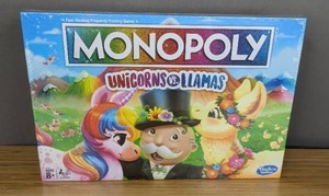 lot 103 image: Brand New Monopoly Unicorns VS Llamas Edition Board Game