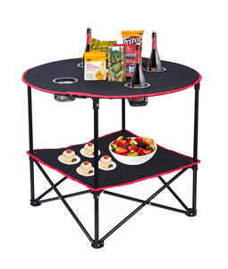 lot 104 image: Brand New Portable Folding Camping Table with Storage Shelves $47.99 Retail