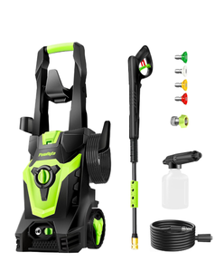 lot 105 image: Brand New 5000 PSI Electric Pressure Washer commowner Power Washer Electric Powered, High Pressure Cleaner Machine with 33ft Extension Hose, Soap Bottle and 4 Nozzle Retail $145.99