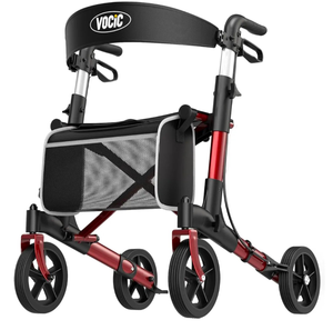 lot 106 image: Brand New Rollator Z21 Walker for Seniors with Seat, Supports 350lbs, 8 Big Wheels Red $89.95 Retail