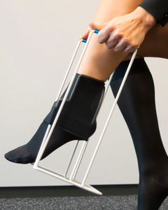 lot 115 image: Brand New Relaxsan Stocking Donner SD2011  Compression Sock Aid Device, Sock Helper for Compression Stockings $64.95 Retail