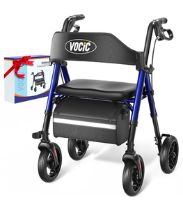 lot 122 image: Brand New Rollator Z21 Walker for Seniors with Seat, Supports 350lbs, 8 Big Wheels Blue $89.95 Retail