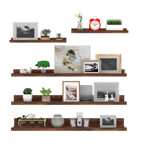lot 164 image: Brand New GiftGarden 36 Large Floating Shelves for Wall Set of 5 Brown $46.99 Retail