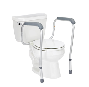 lot 166 image: Brand New Medline Toilet Safety Rail For Seniors with Easy Installation, Height Adjustable Toilet Safety Frame, Bathroom Assist Rail with Armrests, Bathroom Safety, 250 lb.