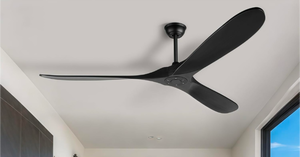 lot 177 image: Brand New EOPETY 52 Black Ceiling Fan No Light Wooden Outdoor Ceiling Fan $169.99 Retail