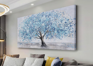 lot 182 image: Brand New Glvzyg Tree of Life Wall Art Blue Tree Picture 3 Panels 16x32 $89.99 Retail