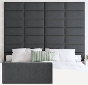 lot 186 image: Brand New IFNOW Upholstered Wall Mounted Headboard 3D Soundproof Wall Panels Peel and Stick for Queen Sized Bed $89.99 Retail
