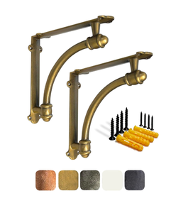 lot 197 image: Brand New Nach Decorative Shelf Brackets 2 pack Antique Gold Cast Iron Shelf Brackets