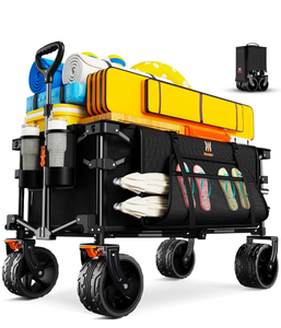 lot 199 image: Brand New Navatiee Big Wheels Collapsible Wagon Foldable Cart Heavy Duty Beach Wagon with Silent All Terrain Wheels Black $89.99 Retail