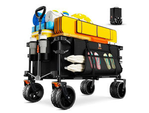 lot 203 image: Brand New Navatiee Big Wheels Collapsible Wagon Foldable Cart Heavy Duty Beach Wagon with Silent All Terrain Wheels Black $89.99 Retail