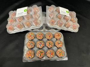 Assortment of Chocolate Mini Cupcakes with Rainbow Sprinkles