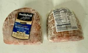 lot 128 image: E. 4.95lbs Smithfield Sliced Boneless Ham-Maple Flavored