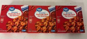lot 137 image: K. 3x 10oz Breaded Shrimp(popcorn)-With Nashville Style Hot Sauce Packet