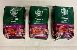 lot 164 image: SSS. 3x 12oz Starbucks Ground Italian Roast