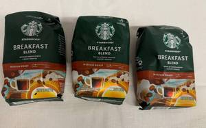 lot 169 image: SSS. 3x 12oz Starbucks Ground Breakfast Blend