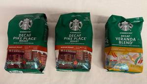 lot 175 image: SSS. 3x 12oz Starbucks Decaf Ground Coffee-Variety