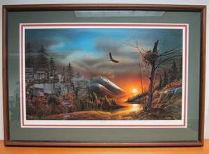 lot 71 image: Excellent LARGE Framed Signed Numbered Terry Redlin Print Flying Free