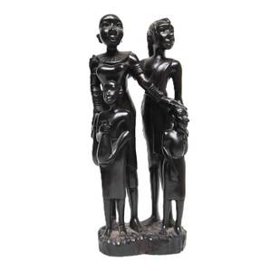 lot 75 image: Vintage Carved Hardwood African Couple Sculpture