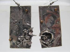 lot 80 image: Large Pair of Sculptural Modernist Sterling Silver Earrings