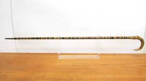 lot 96 image: Outstanding 1890s era Stacked Horn Walking Stick wSilver Mounting