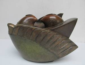 lot 4 image: Large & Exceptional Signed Bronze Bird Sculpture by Michael Tatom