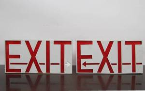 lot 42 image: 2 Industrial Metal EXIT Signs