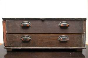 lot 45 image: Antique 2-Drawer Cabinet wDivided Drawers