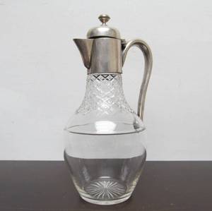 lot 158 image: Antique Hungarian Half-Bottle Crystal & Silver Claret Jug - ca. 1890