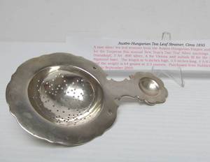 lot 167 image: Antique Austro-Hungarian Silver Tea Leaf Strainer - ca. 1895