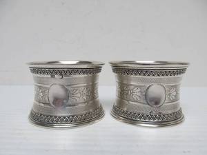 lot 169 image: Pair of Antique Silver Viennese Napkin Rings by Joseph Lechner - ca. 1900