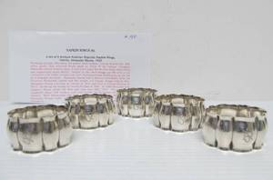 lot 178 image: Set of 5 Antique Silver Austrian Republic Napkin Rings by alexander Sturm - Vienna - ca. 1922