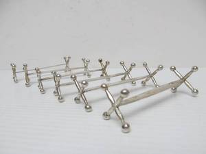 lot 179 image: Set of 6 Antique Austrian Empire Silver Stick & Ball Knife Rests by Thomas Dob - Vienna - ca. 1861