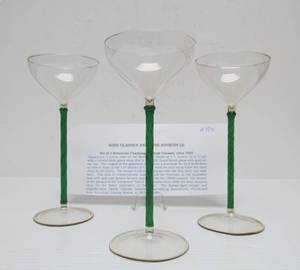 lot 185 image: Set of 3 Extremely Fine Bohemian Champagne Coupe Glasses - ca. 1890