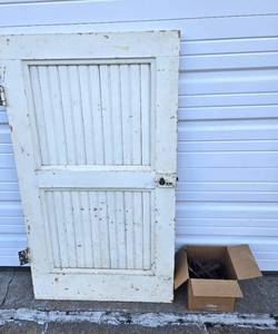 lot 202 image: Great Looking Rustic Antique Smaller Size Country Farmhouse Door ca. 1900 - Includes old Hardware