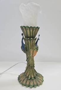 lot 253 image: Lovely Newer Art Nouveau Peacock Lamp