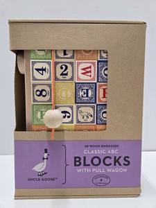 lot 265 image: Brand New Uncle Goose Wood Block Set wPull Wagon 