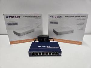 lot 298 image: Brand New etc NETGEAR 8-Port Gigabit Ethernet Switches