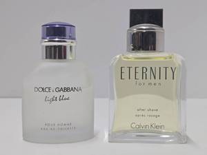 lot 331 image: 2 Bottles of Mens Cologne  Fragrance - Dolce & Gabbana Light Blue & Eternity by Calvin Klein
