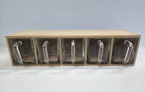lot 30 image: Quality Dovetailed Vintage Ikea Wood Kitchen Forhoja Farmhouse Heavy Glass Scoop Cabinet