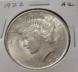lot 2 image: 1922 Peace Dollar Silver  EF