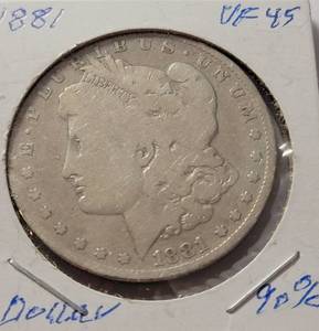 lot 6 image: 1881 Morgan Silver Dollar VF 45